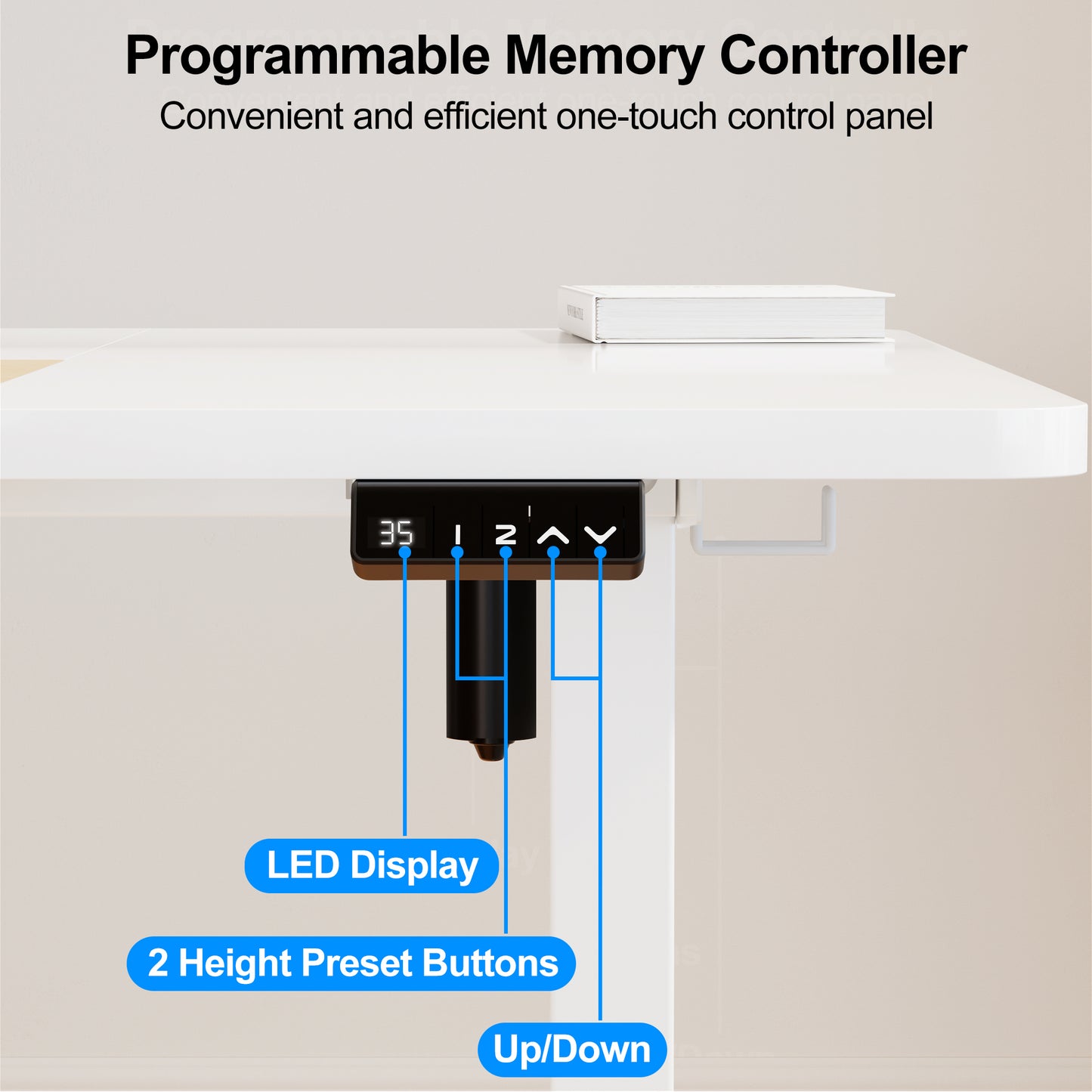 WOKA Electric Height Adjustable Electric Standing Desk, 55 x 28 Inch Sit Stand Desk with Memory Controllers, Stand up Desk for Home Office, White and Oak Tabletop WD104-W49