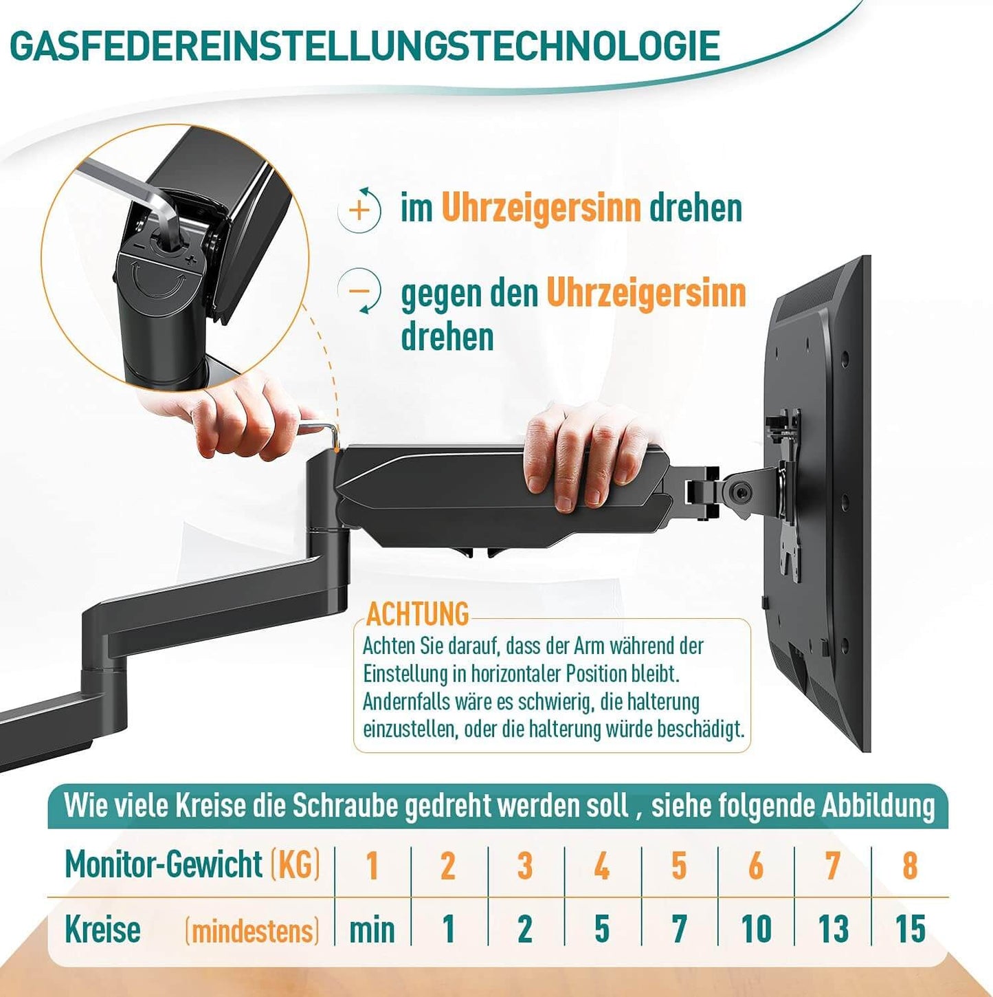 ELIVED Monitor Halterung 3 Monitore für 13-27 Zoll Bildschirme bis zu 8kg mit VESA 75/100, Monitor Arm EV006-DE
