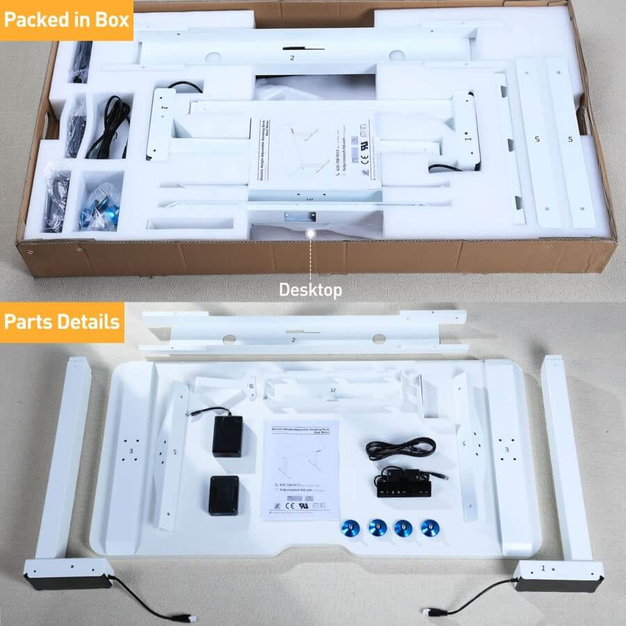 White standing office desk ships out in one package