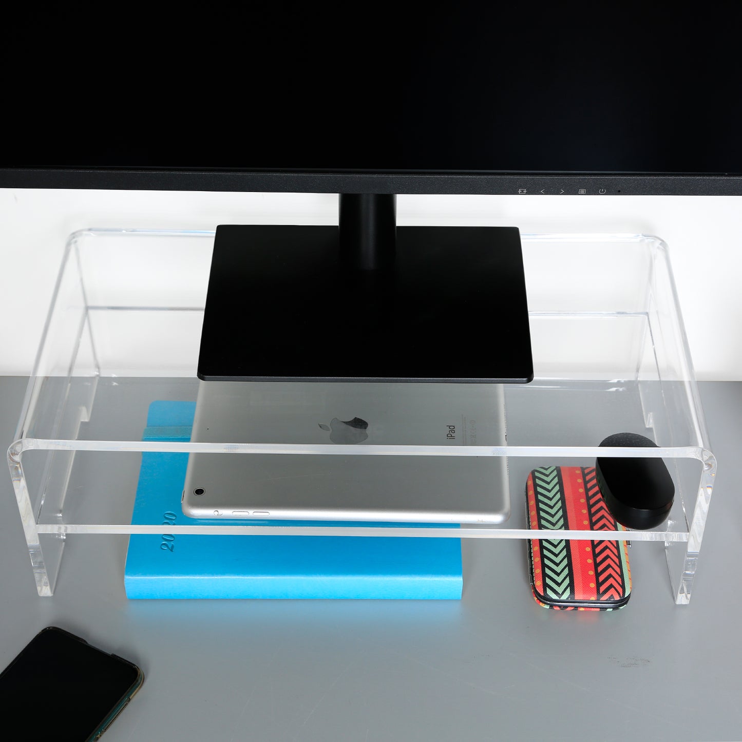 WOKA acrylic monitor stand with storage