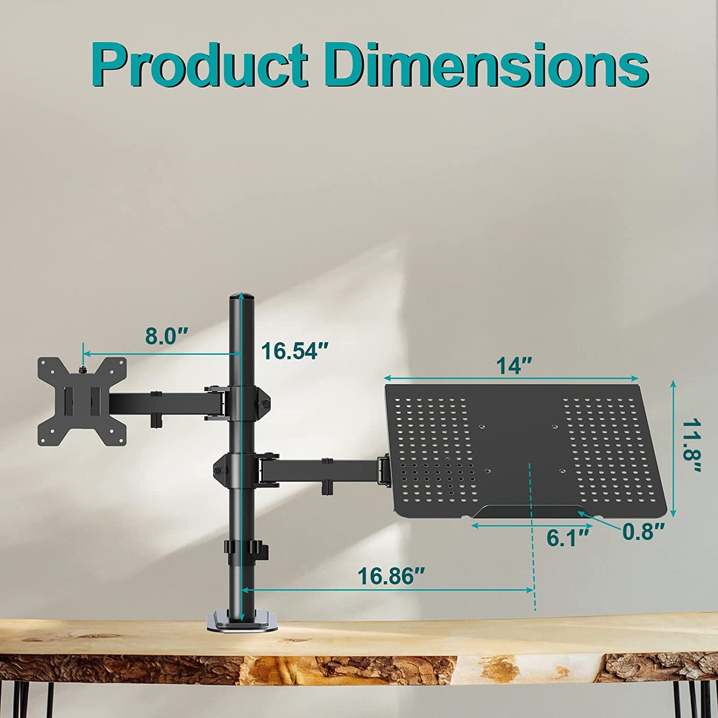 Laptop and Monitor Mount for 13''-32'' Monitors and 17'' Notebook