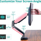 Single Arm pink monitor arm mount with rotation, tilt and swivel to customize a preferred angle