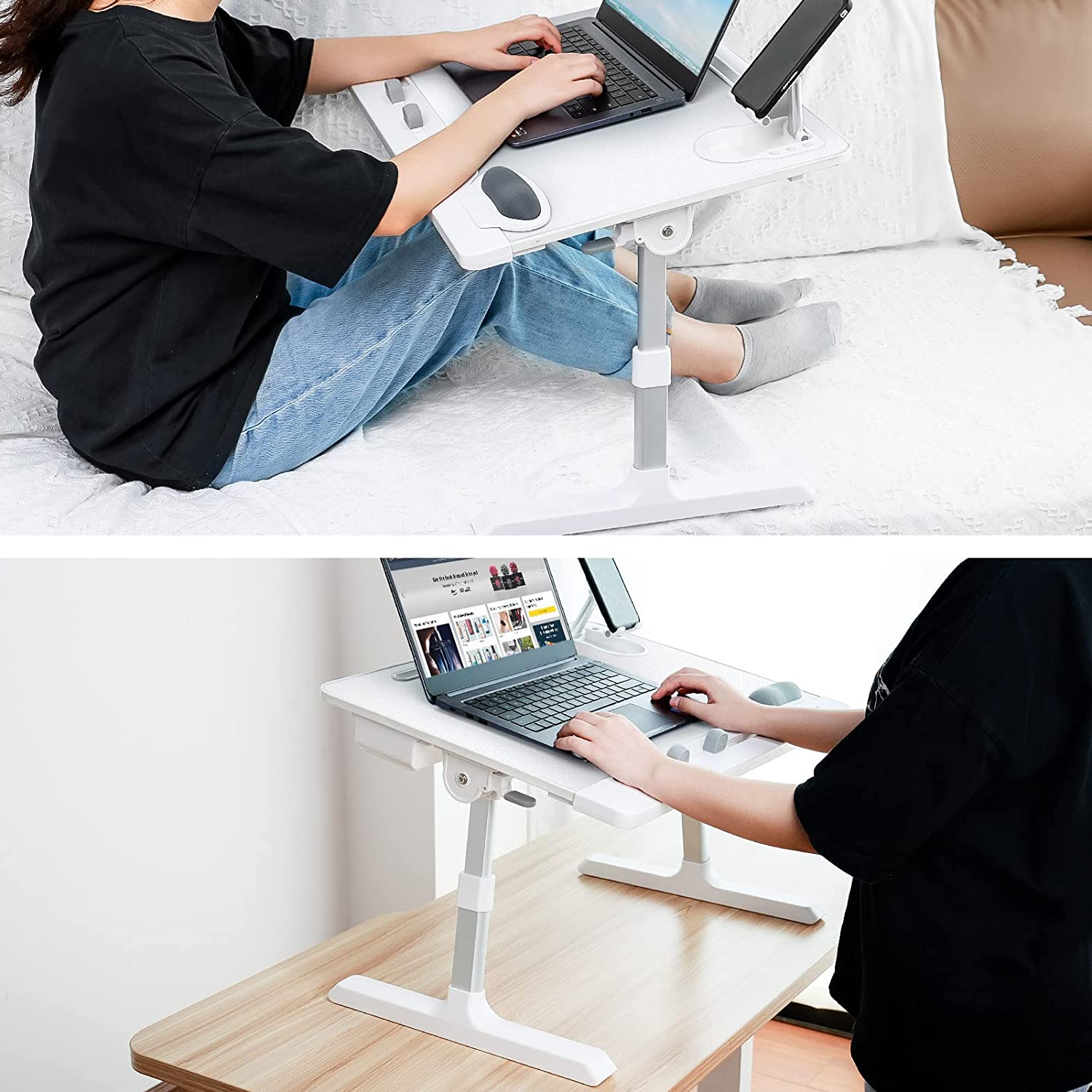 White portable laptop table