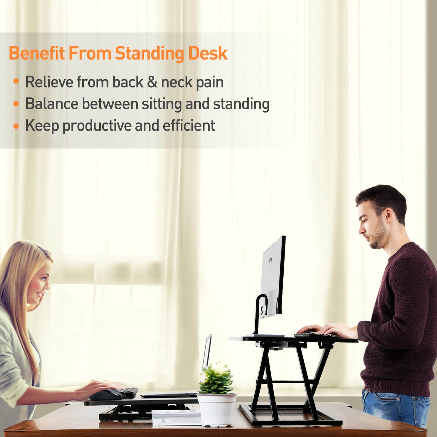 30.7" Height Adjustable Stand Up Desk with Gas Spring