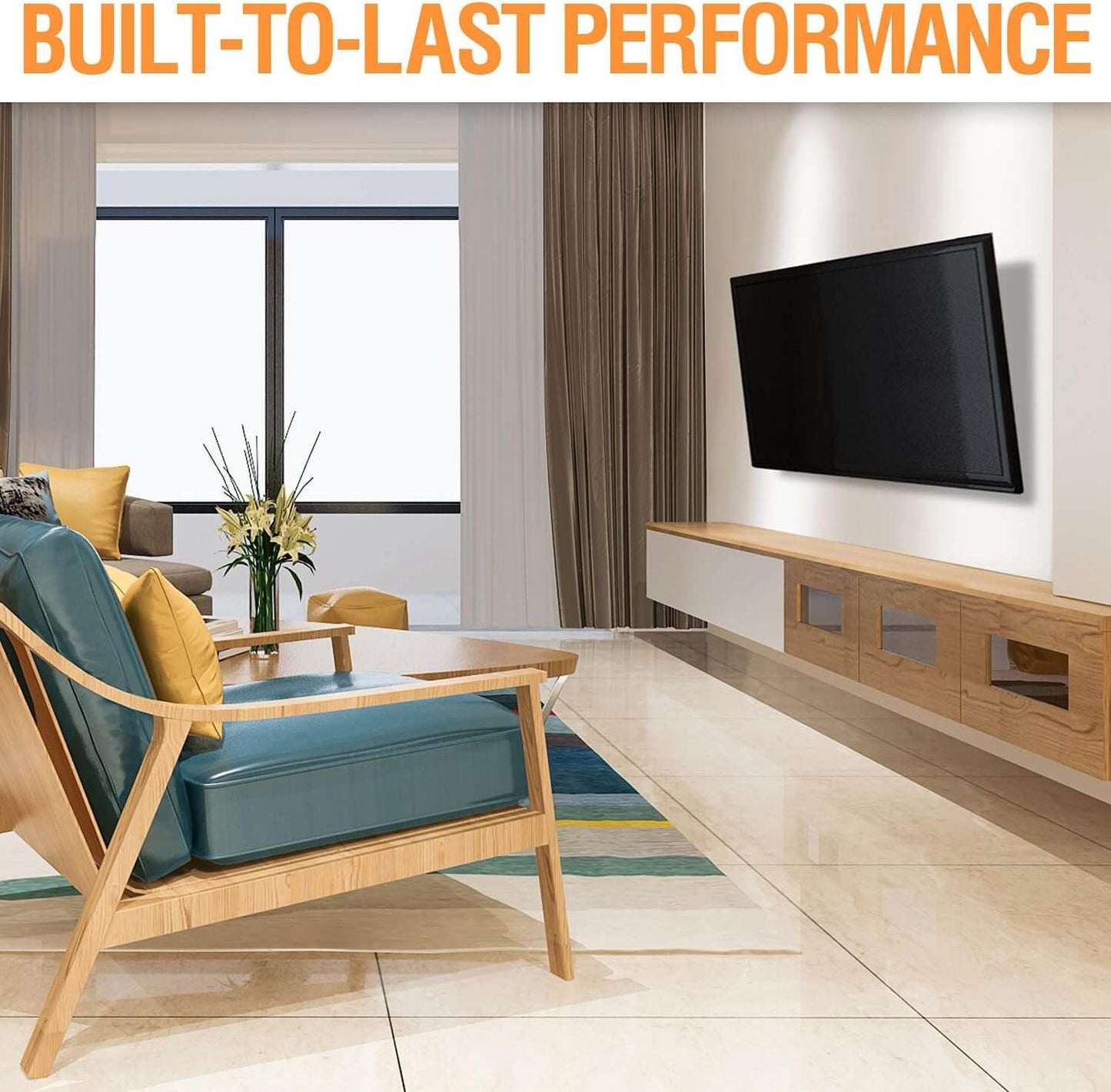 Tilting Wall Mount for Most 37-75 Inch Flat Screen Curved TVs, Universal Tilt TV Mount fits 16”, 18”, 24” Studs, Low Profile Bracket Max VESA 600x400mm