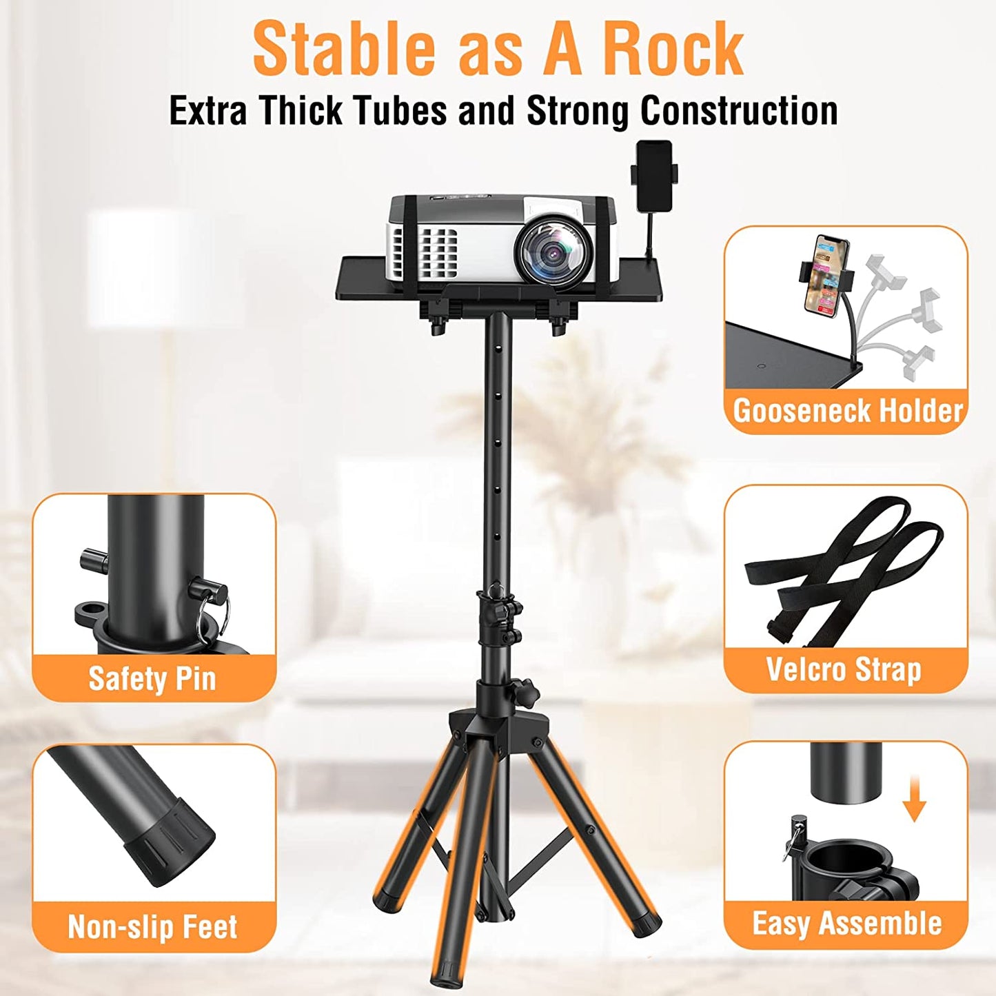 Smatto Tripod Projector Stand with Phone Holder