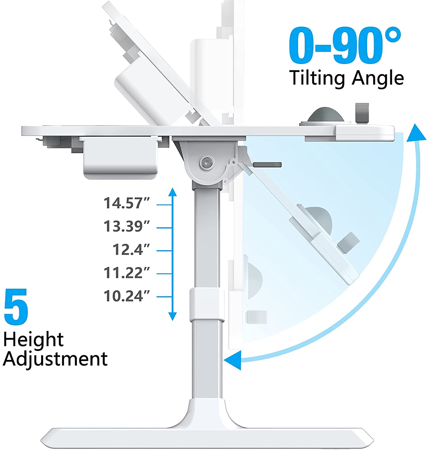 Pink height adjustable laptop bed stand