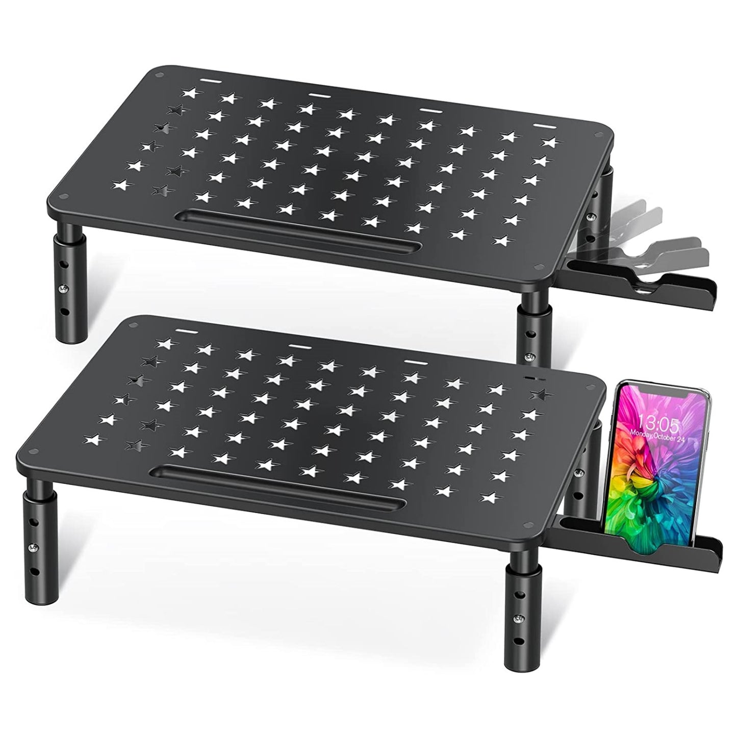 2 Pack Height Adjustable Monitor Stand star Monitor Riser