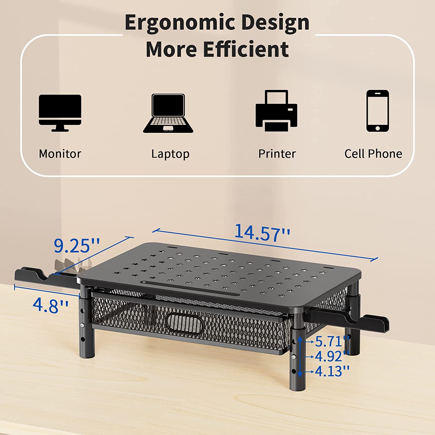 Zimilar height adjustable monitor stand with drawer