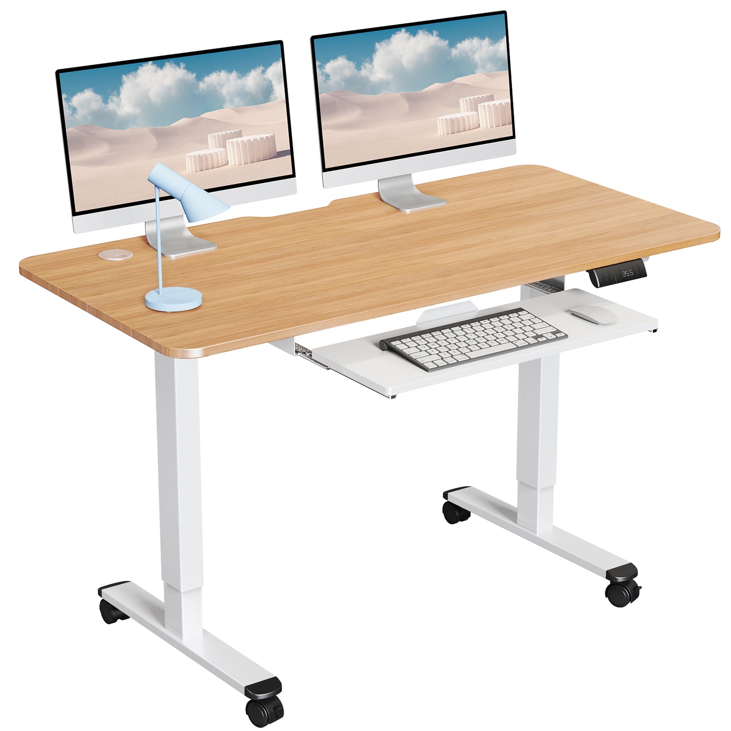 WOKA Electric Height Adjustable Standing Desk with Keyboard Tray