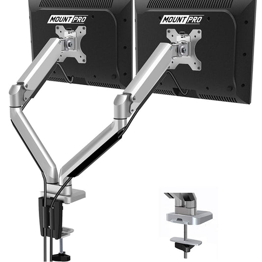 Dual Arms Cast Aluminum Monitor Desk Mount 