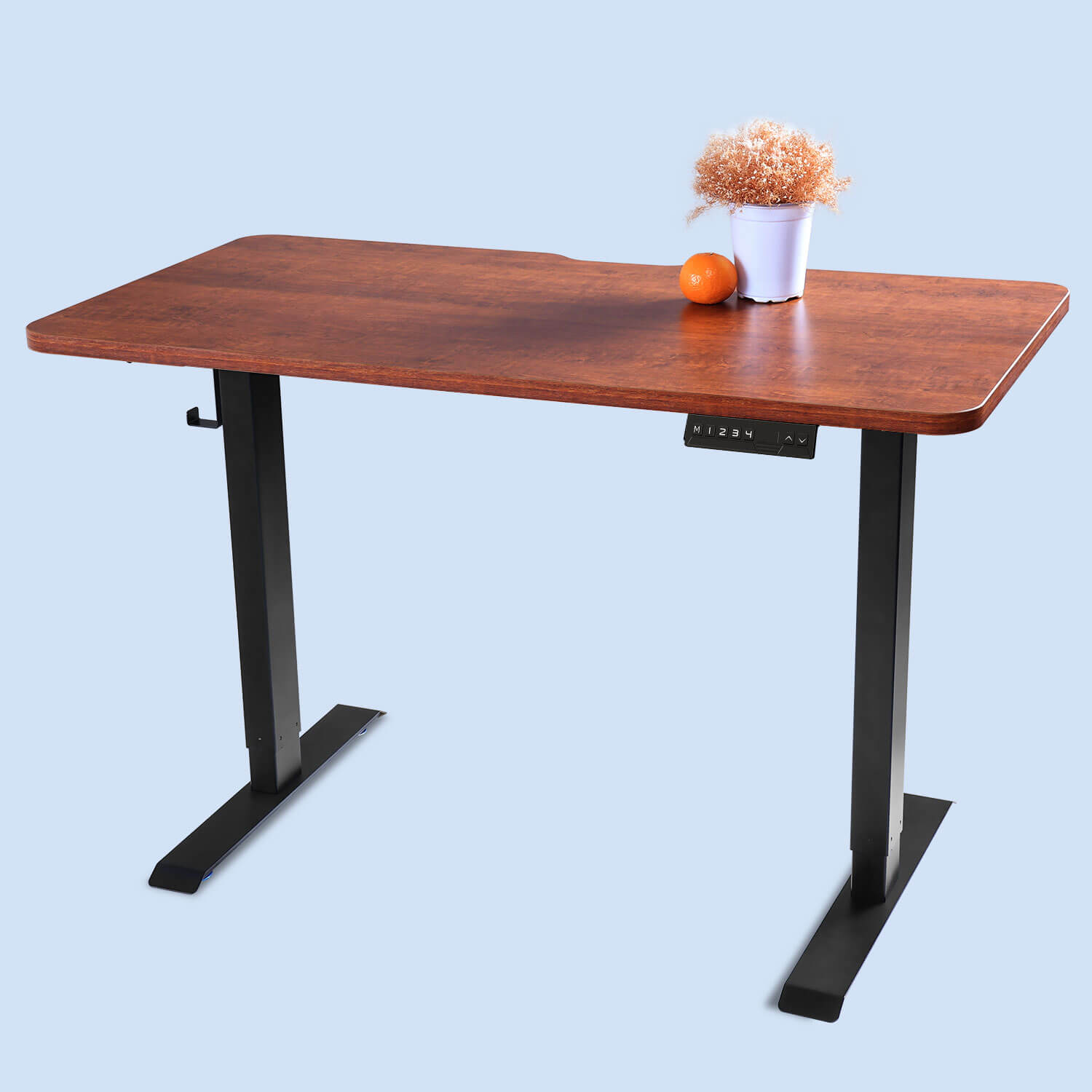 Mahogany electric standing desk for home office