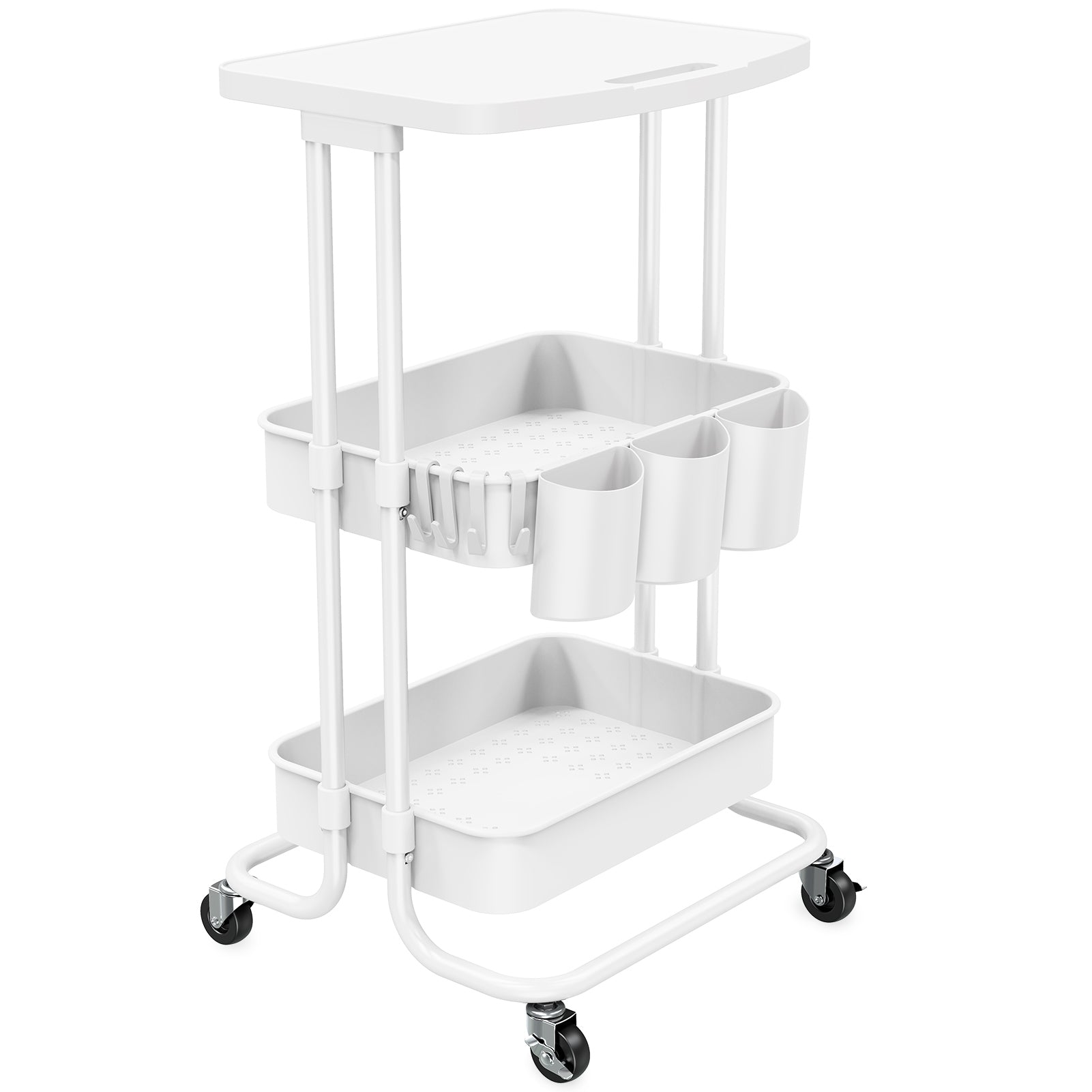 3 tier rolling cart White