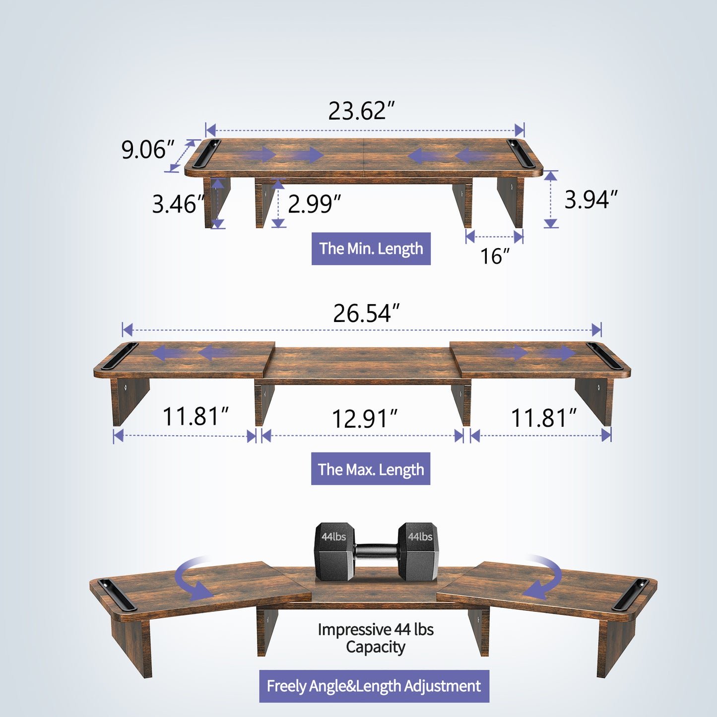 adjustable monitor stand Rust Brown