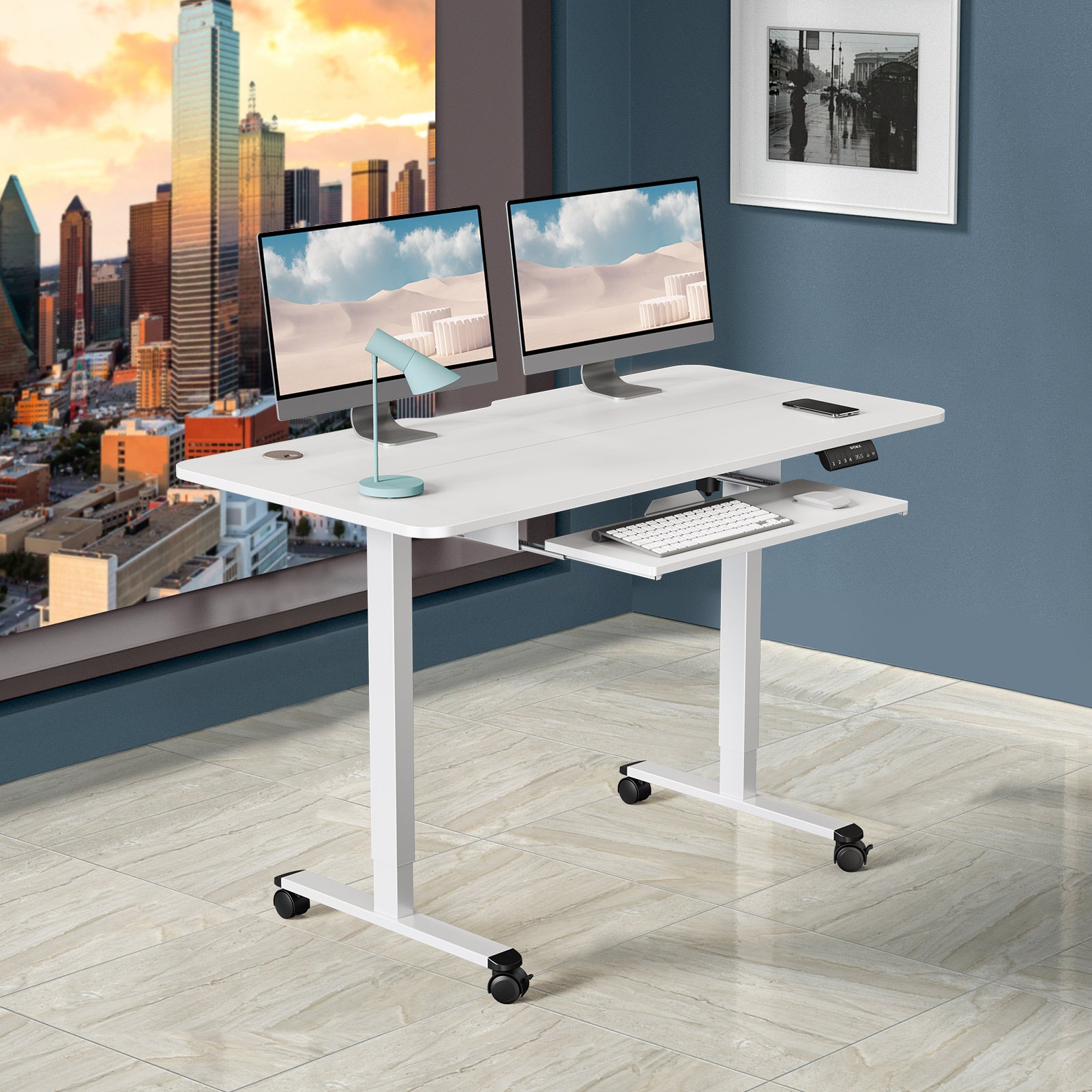 Electric sit stand desk deals with keyboard tray