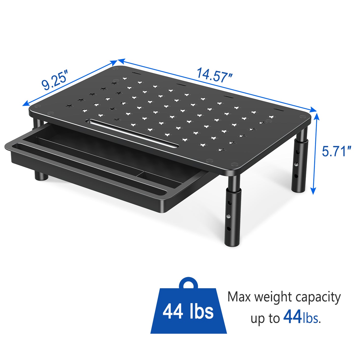 Adjustable Monitor Stand with Divided Drawer