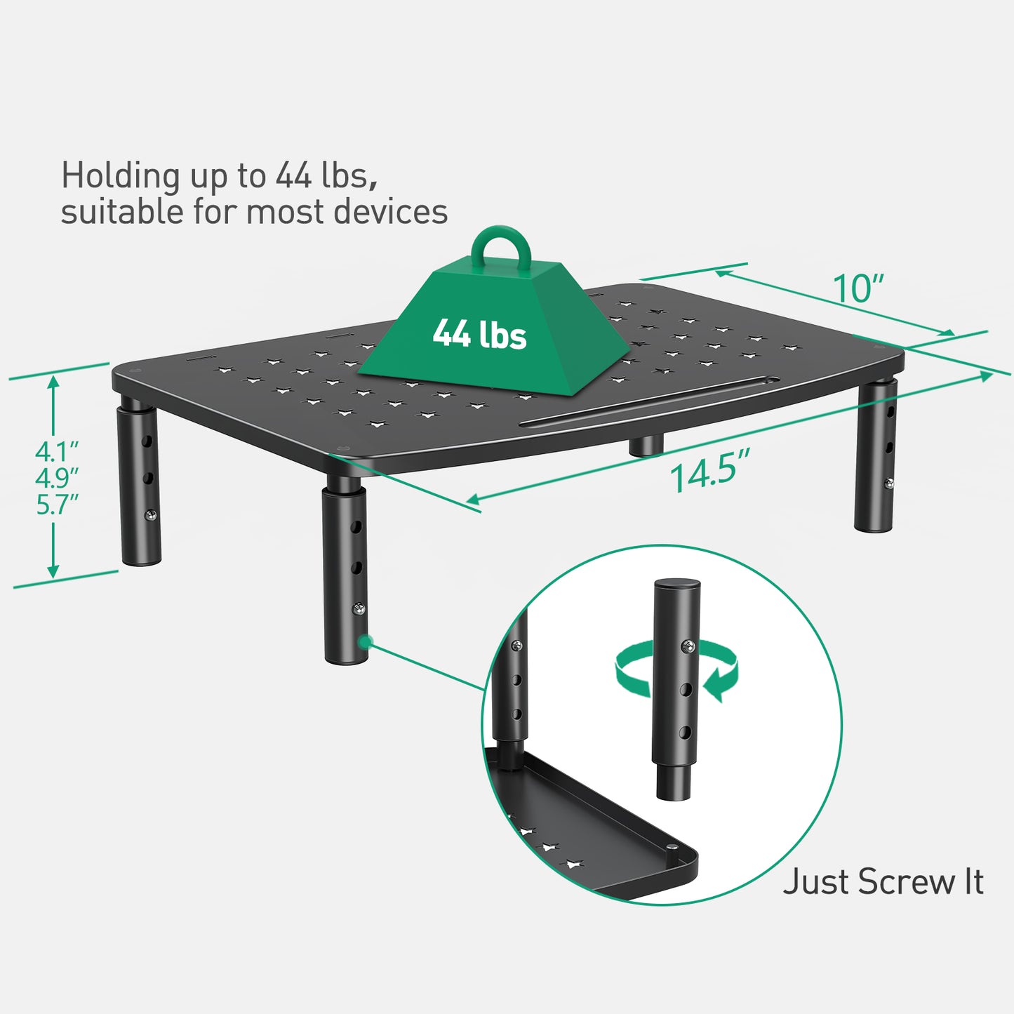 Adjustable Monitor Riser With Pen Slot