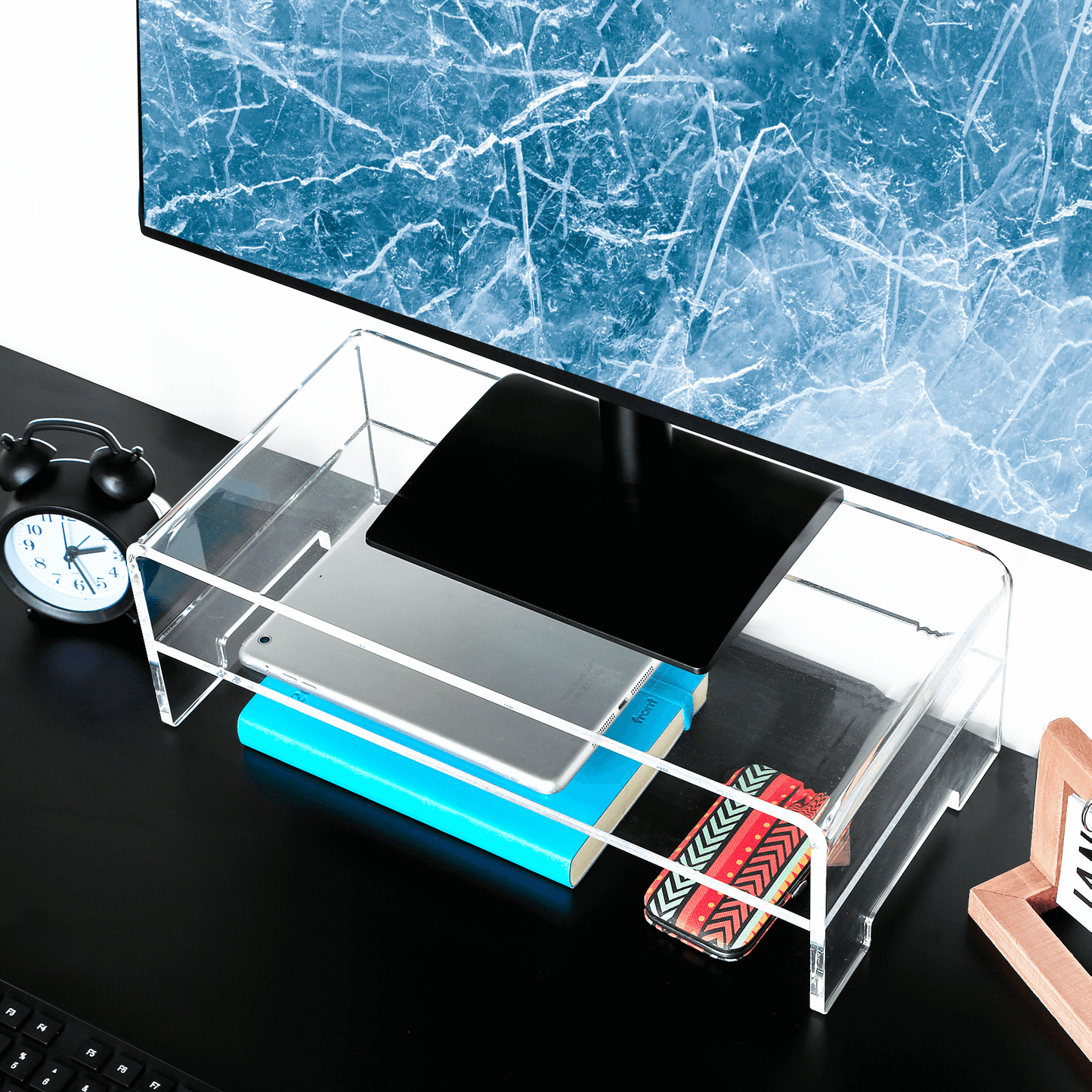 WOKA acrylic monitor stand with storage