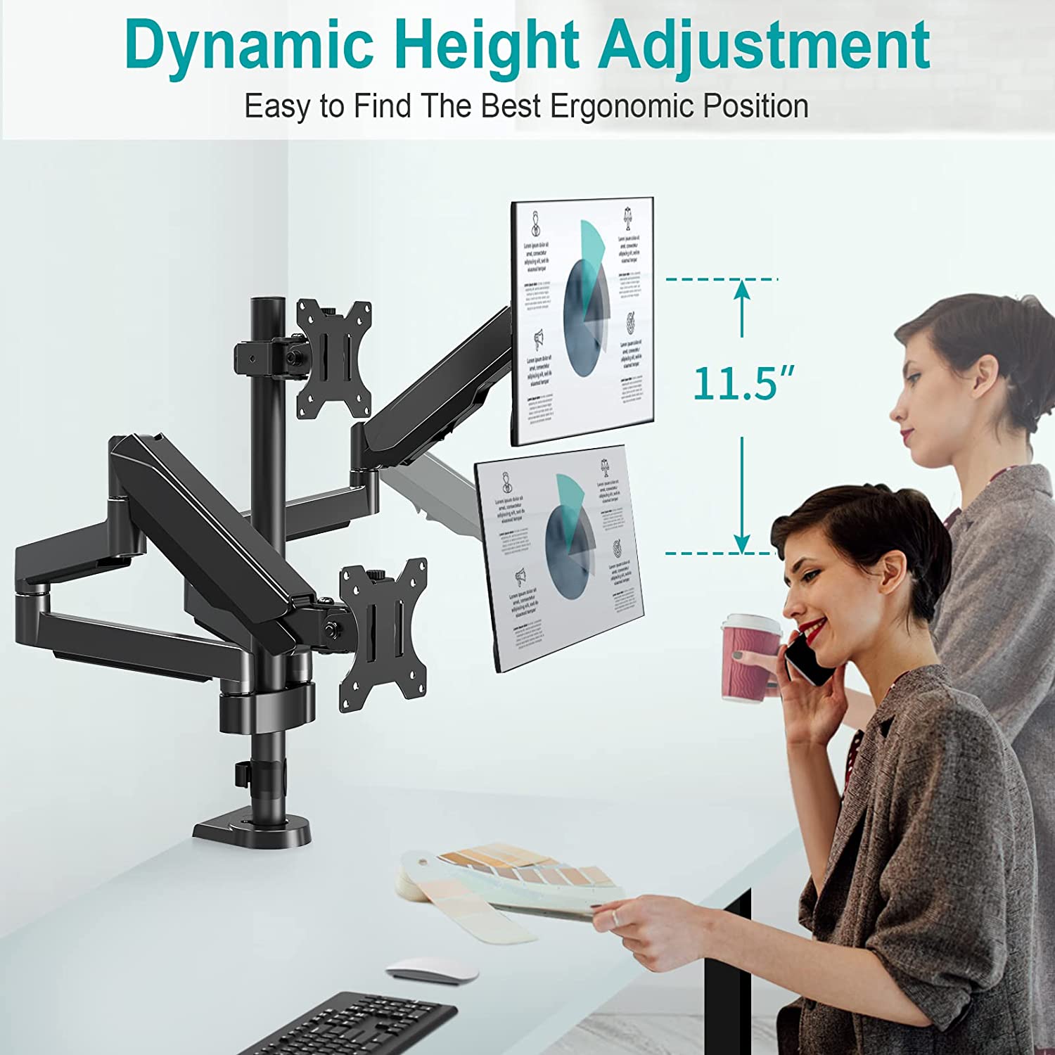 height adjustable triple monitor mount