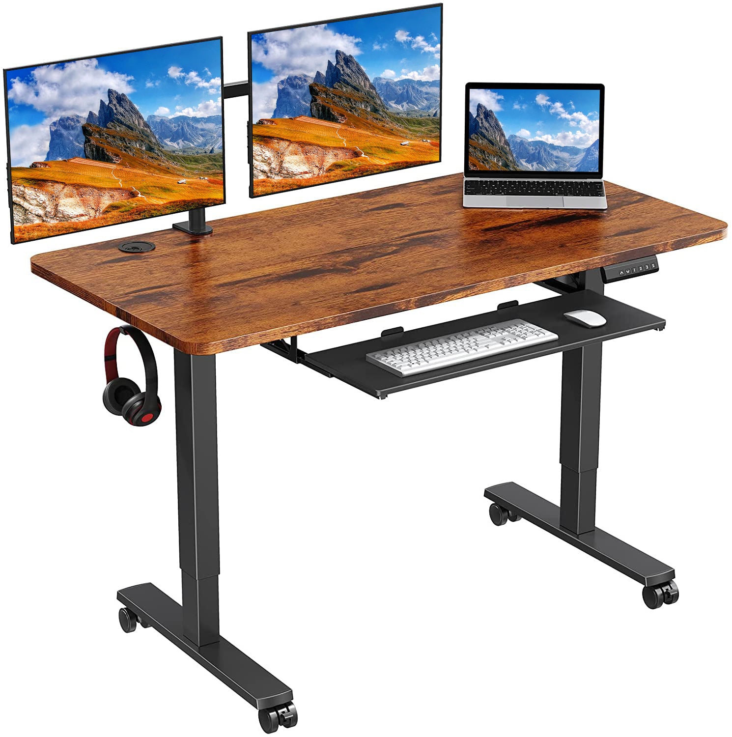 electric standing desk 48''×24‘’ / Rustic Brown