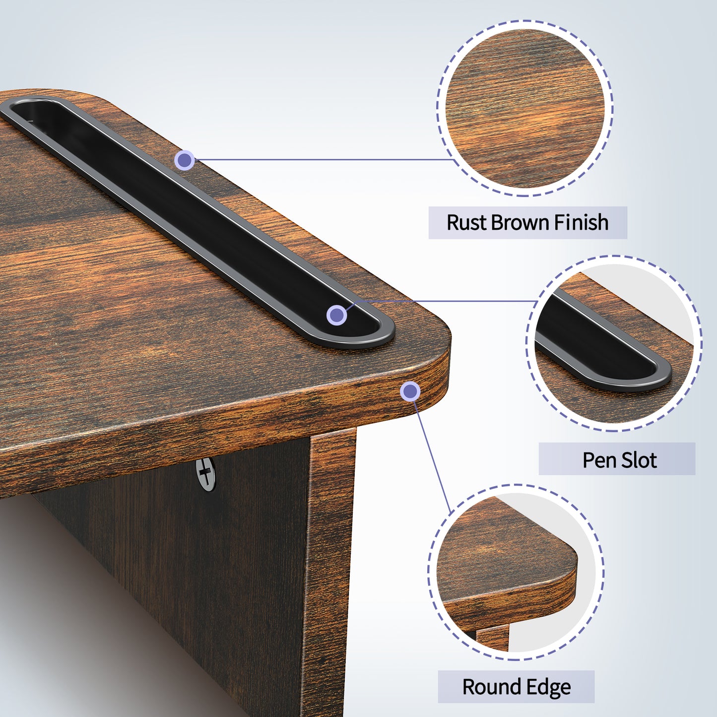 monitor stand with pen slot Rust Brown