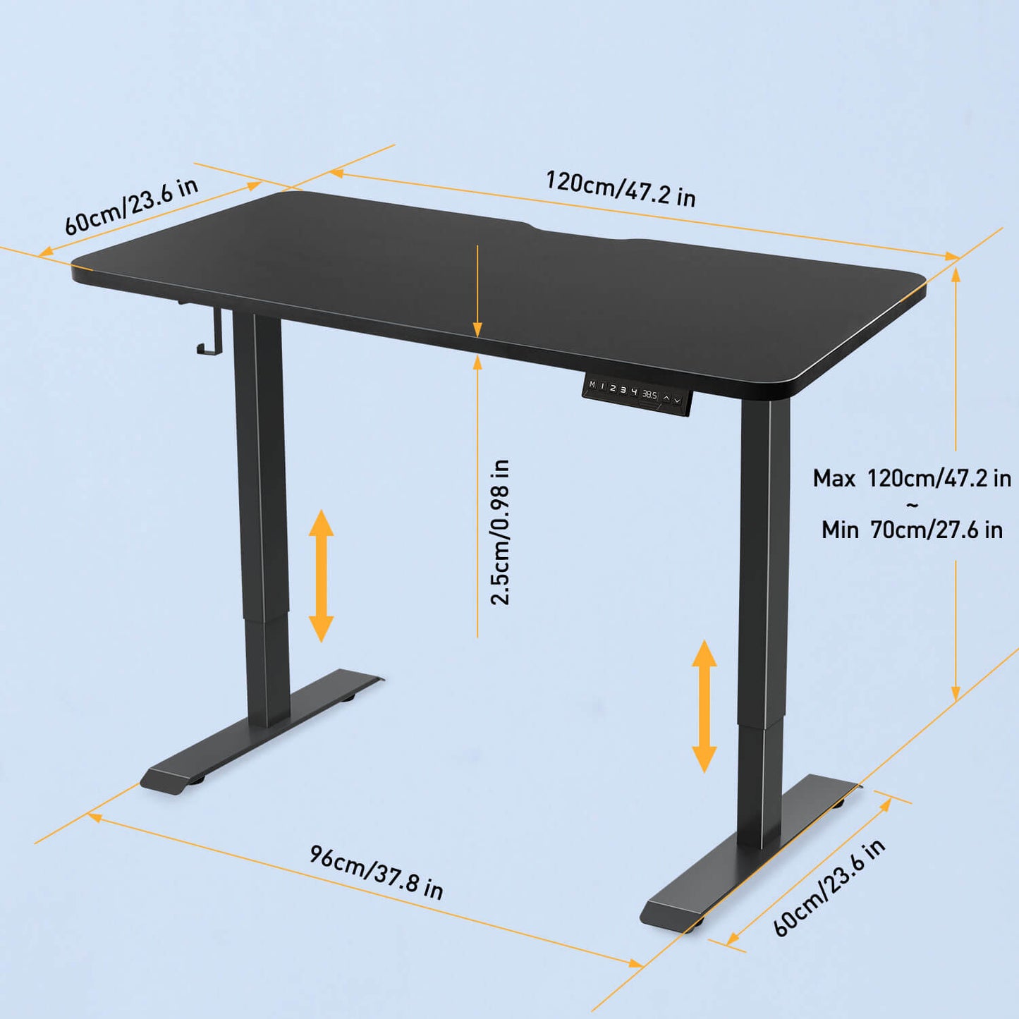 Black 47.2×23.6‘’ office standing desk