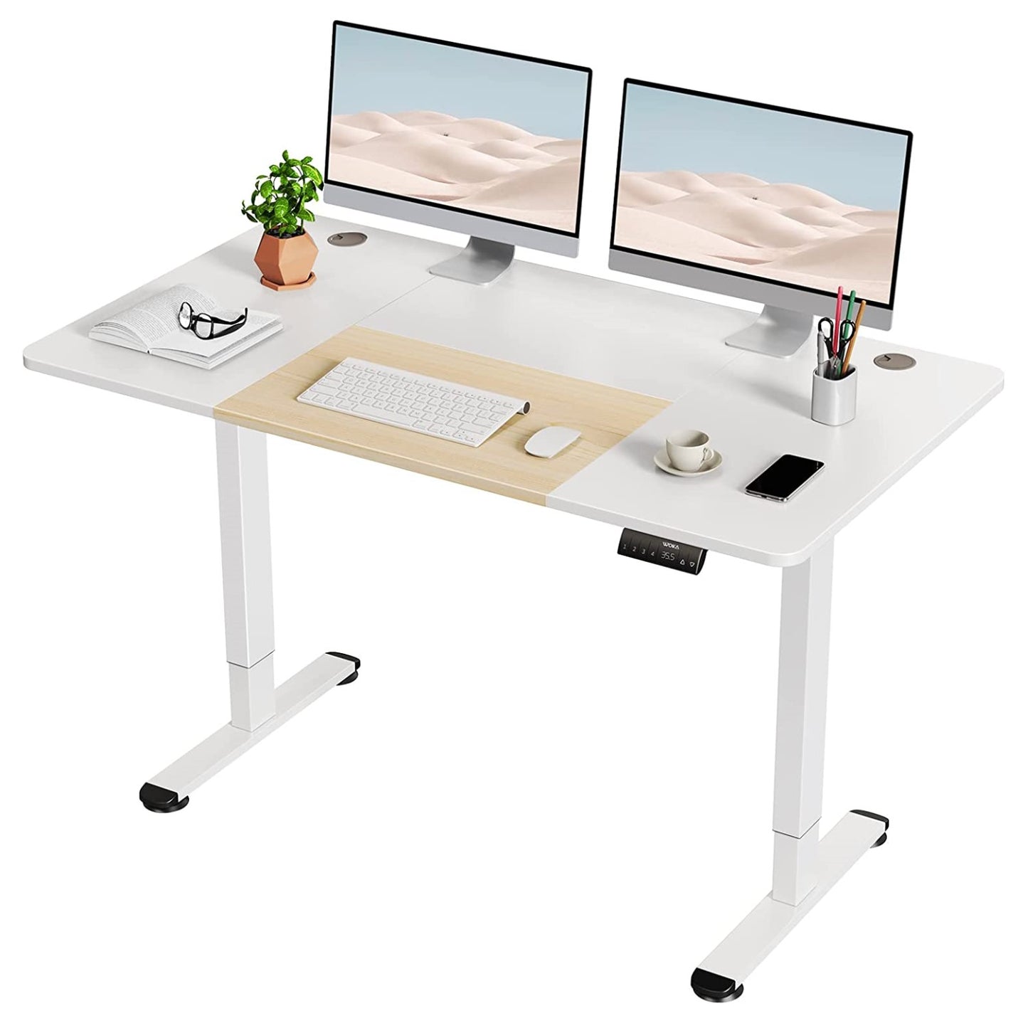 White +Oak Motorized Standing Desk