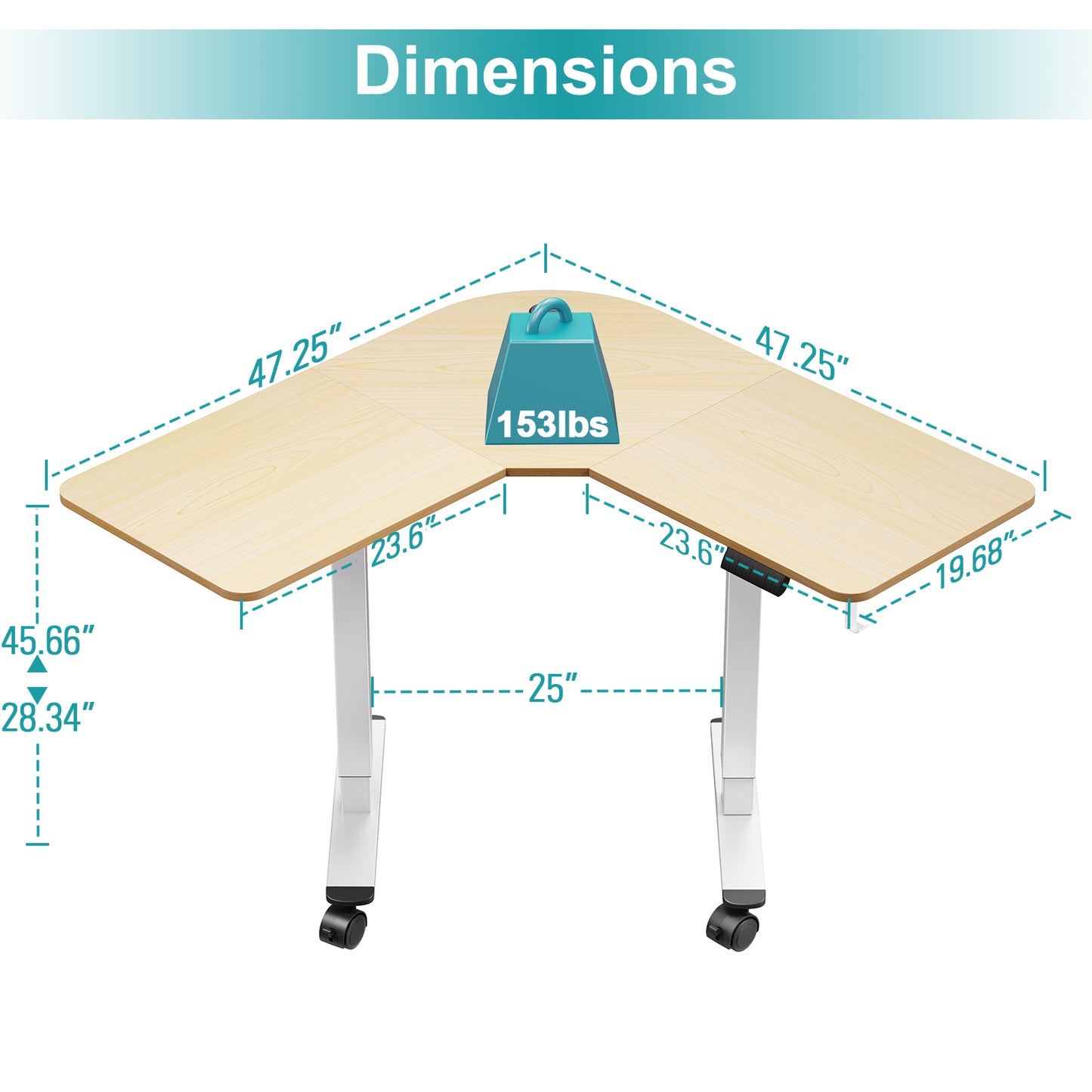 WOKA L Shaped Motorized Corner Standing Desk with Splice Board