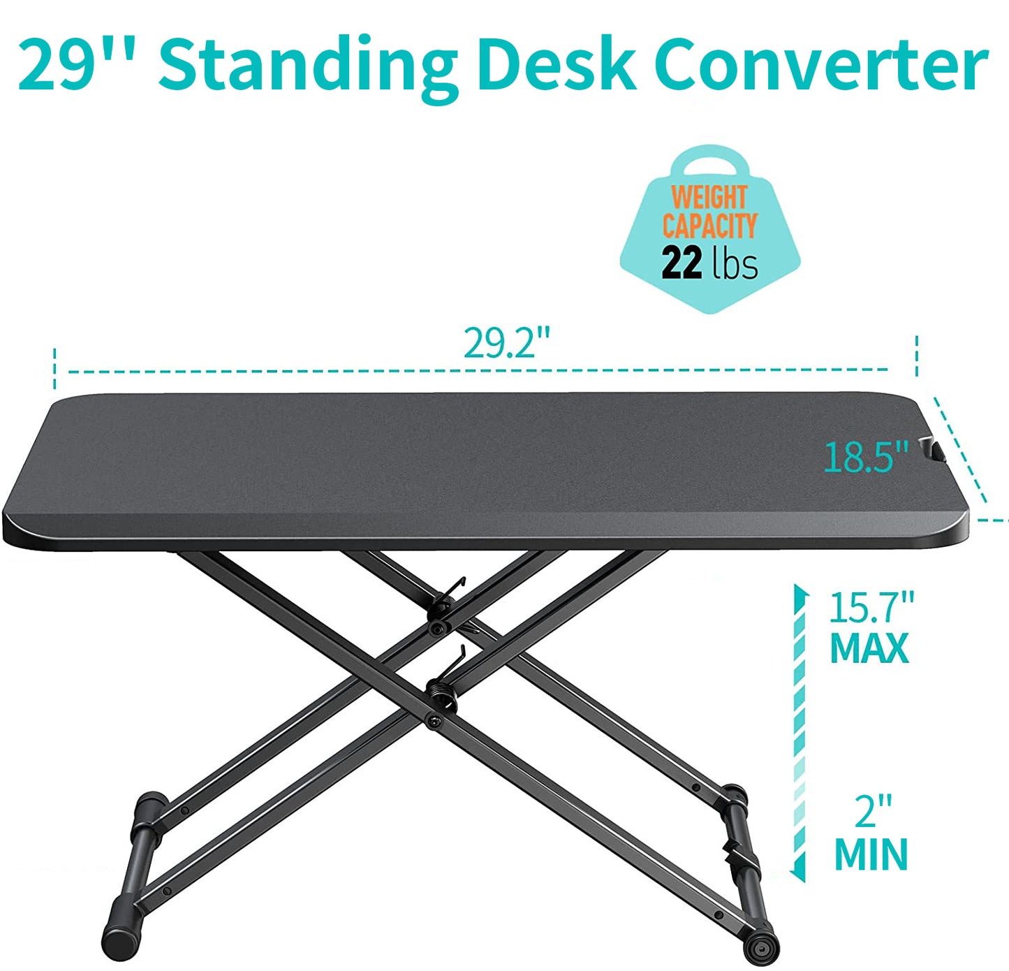 29'' desk riser laods up to 22 lbs