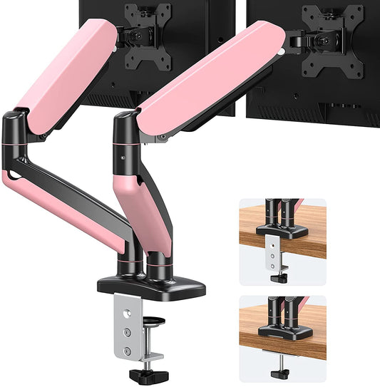 Dual Arms Smatto Pink Monitor Desk Mount Stand for 17 to 32 inch LED LCD Screens