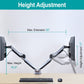Dual Arms height adjustable computer monitor desk mount with max 35'' extension