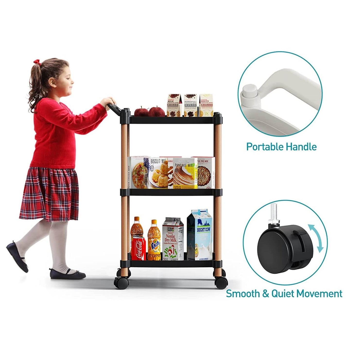 3 Tier Rolling Cart with Handle