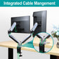 Dual Arms monitor holder with integrated cable management to organize the wires