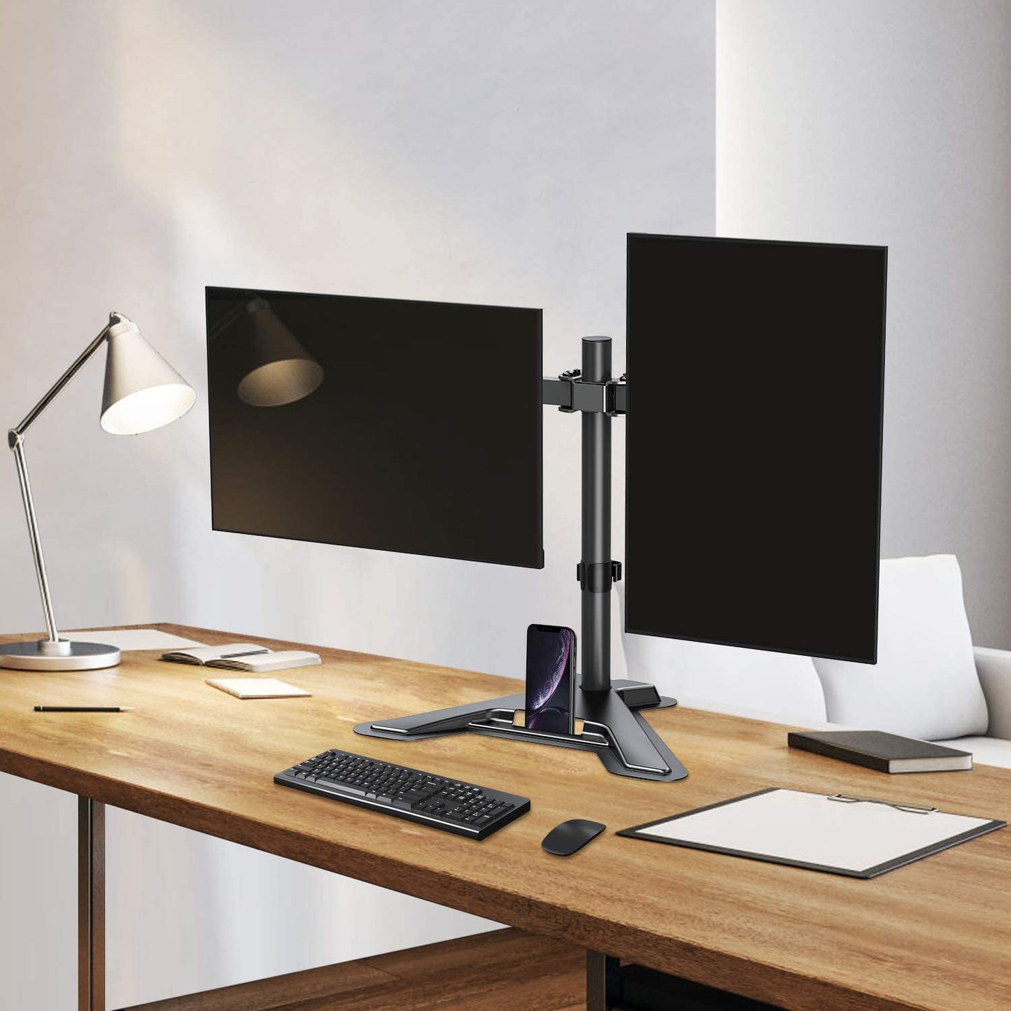 Dual Arms home office dual monitor desk stand to boost working efficiency