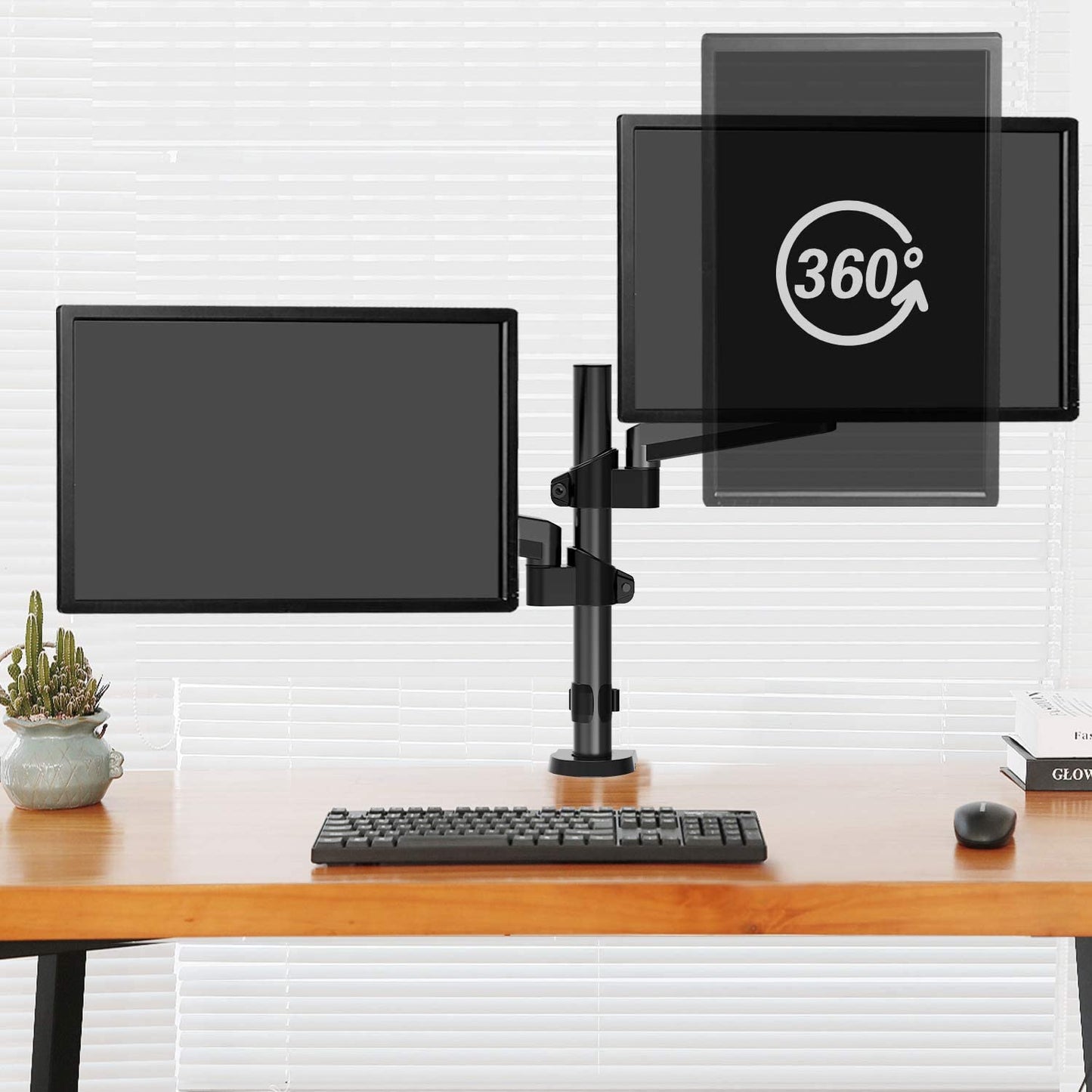 Dual Arms monitor arm mount to fully rotate monitors