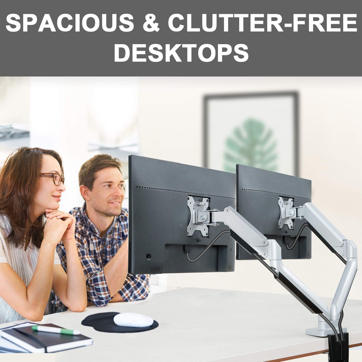 Dual Arms monitor stand to free up your desk