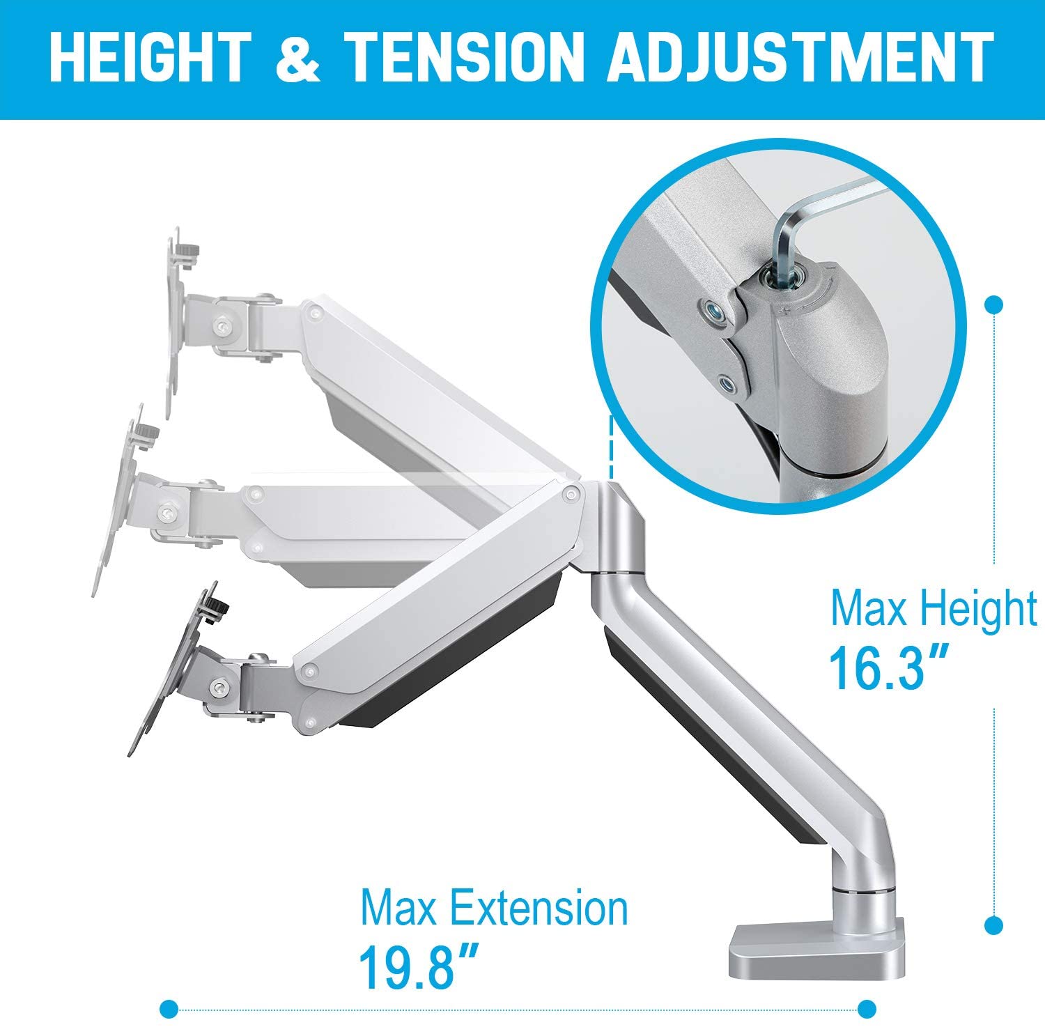 Single Arm height adjustable monitor arm