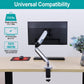 Single Arm universal monitor holder for 13'' to 27'' computer monitors with 75×75 and 100×100 vesa hole pattern
