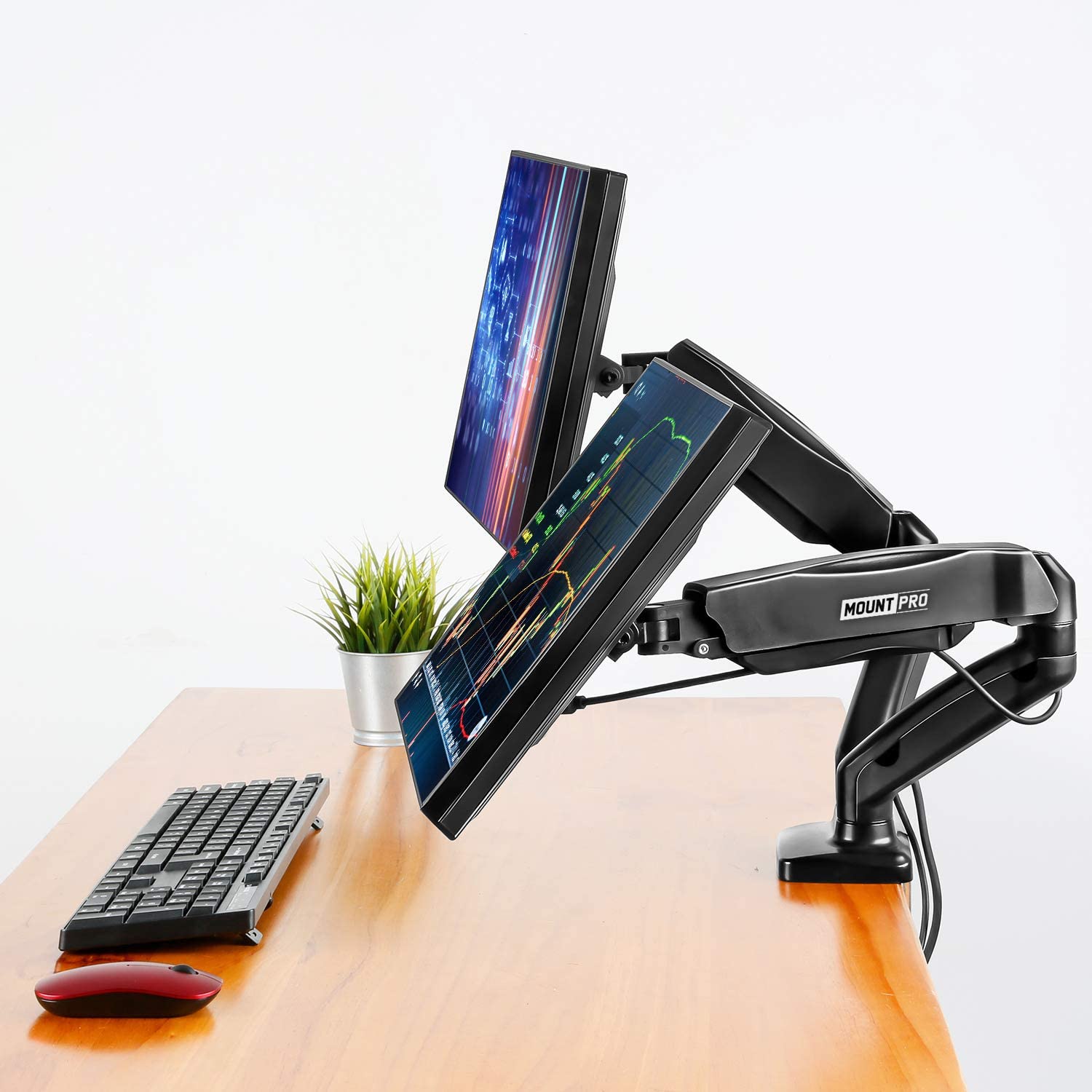 Dual Arms monitor arm for mounting 2 monitors