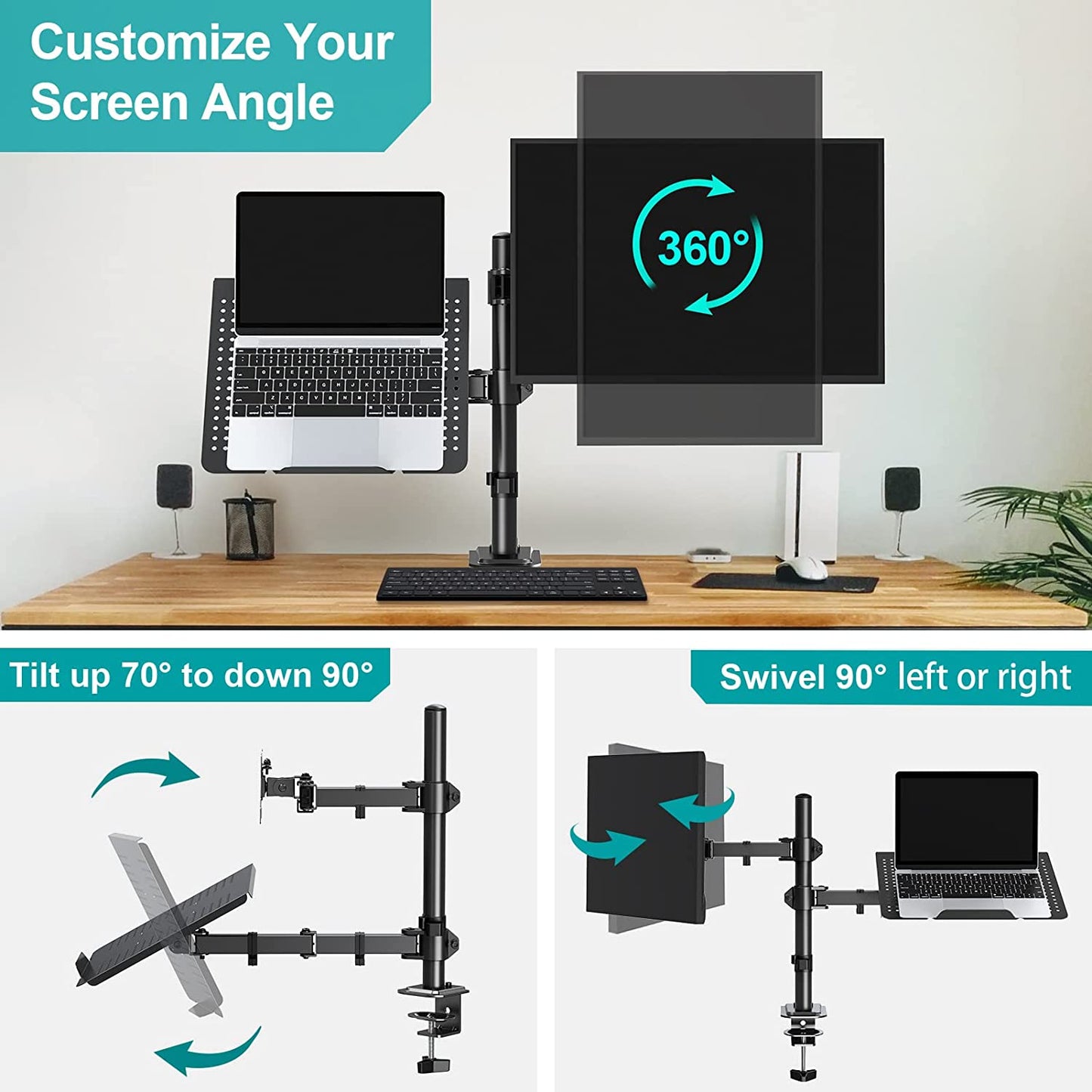 Laptop and Monitor Mount for 13''-32'' Monitors and 17'' Notebook