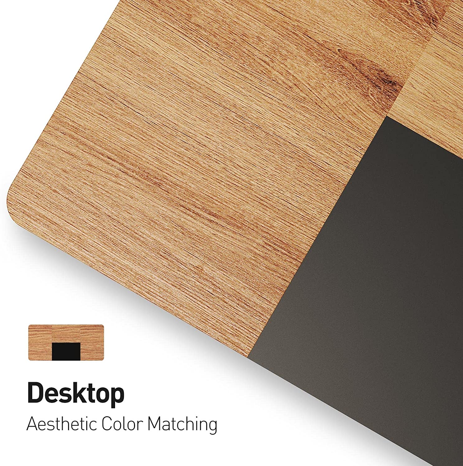 Deep Oak + Black standing desk with quality tabletop