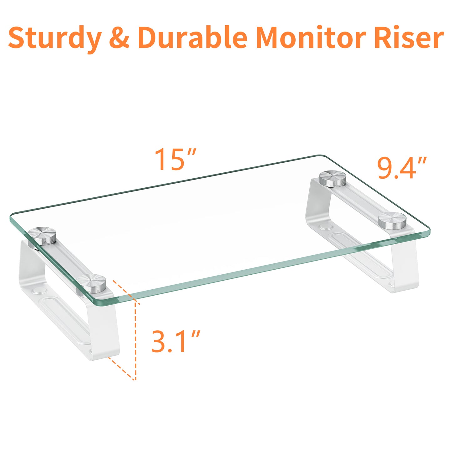 Glass Monitor Riser with Aluminum Legs