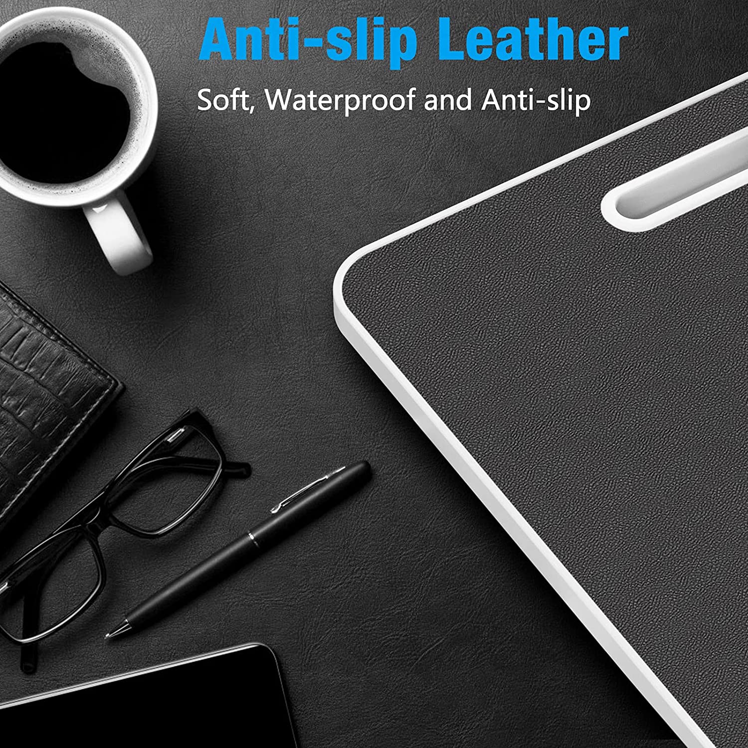 Black laptop bed stand with leather top