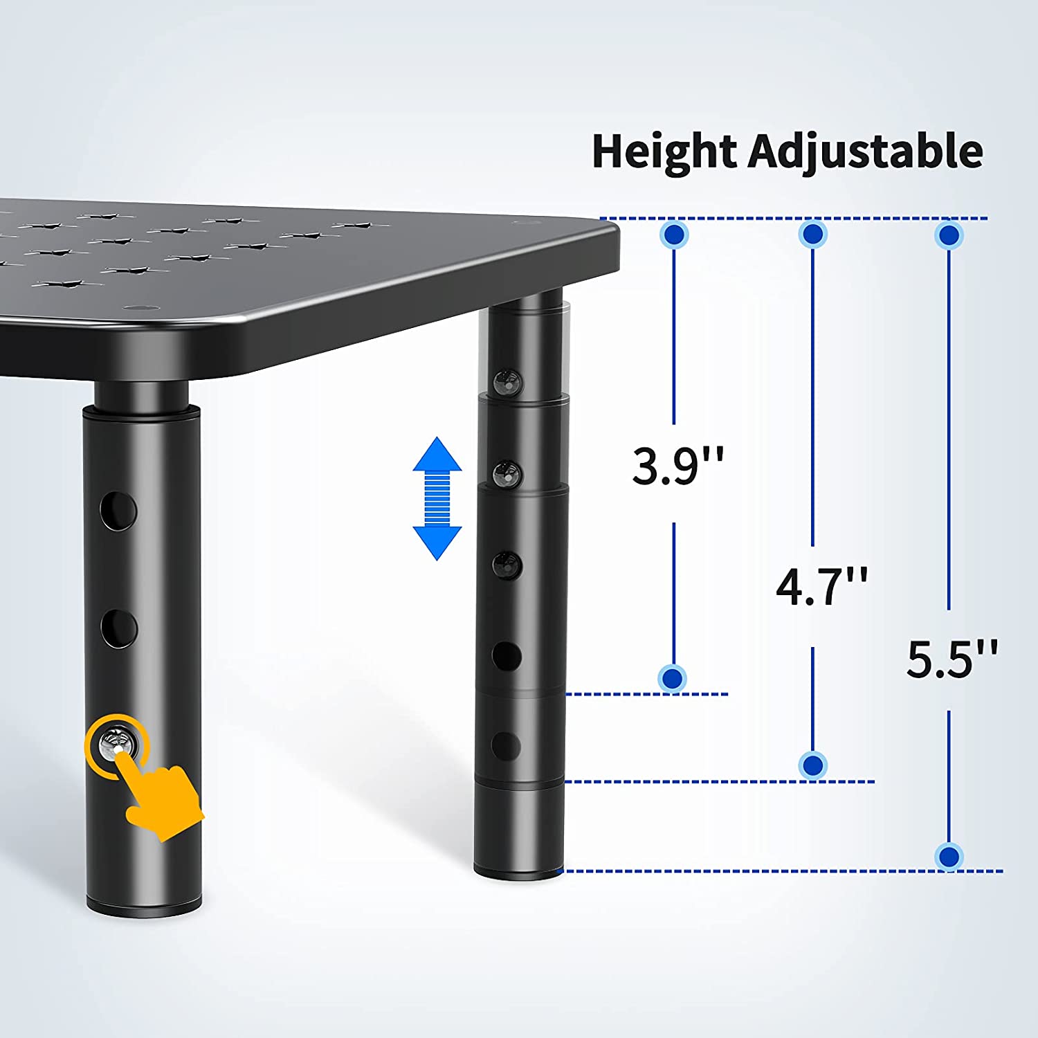Zimilar 2 Pack Monitor Stand Riser - 3 Height Adjustable Monitor Stand with Star Ventilation Holes for Laptop, Computer, PC, Printer, Mesh Metal